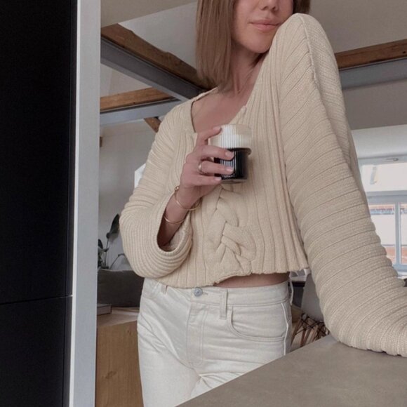 NWT House Of Dagmar Sasha Sweater Cropped Jumper Ivory Cream White Quiet Lux - Picture 6 of 8